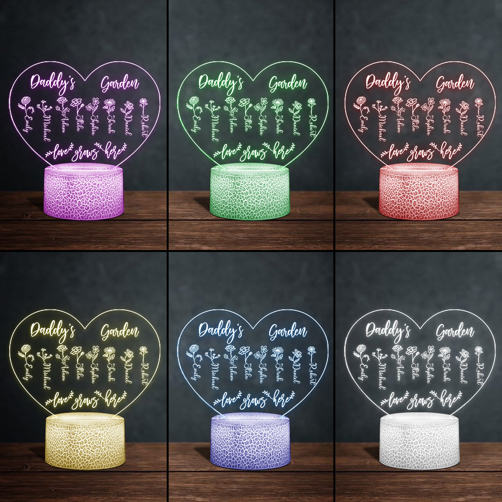 Grandma's Garden - Gift for grandma, mom, aunt, grandpa - Personalized Shaped Plaque Light Base