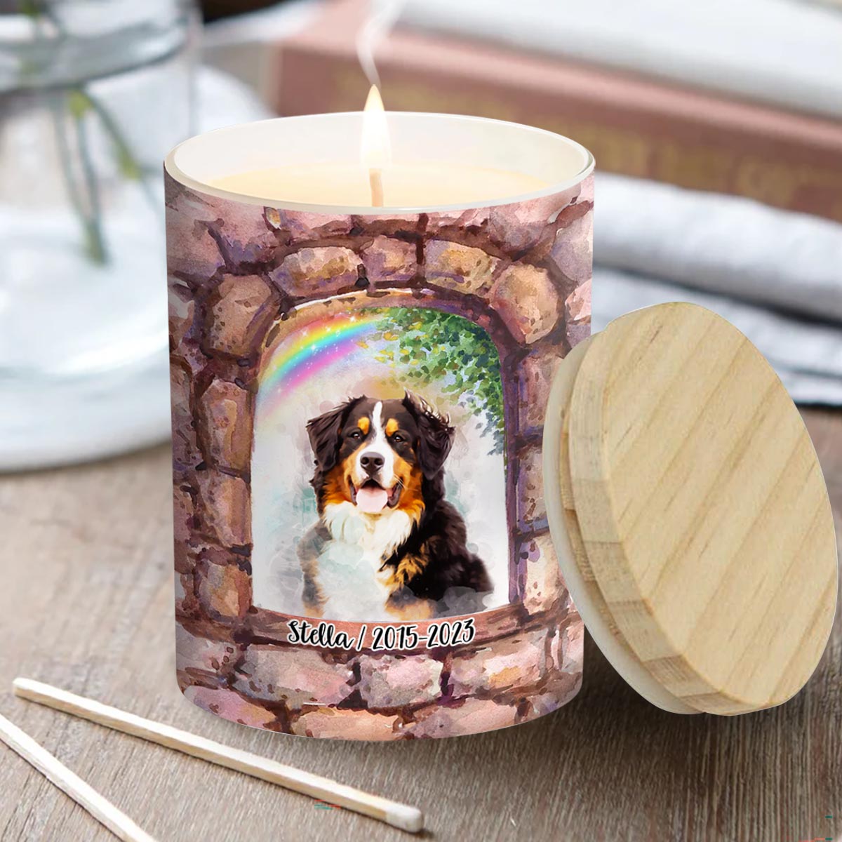 Nicht mehr an meiner Seite – Personalisierte Hundekerze mit Holzdeckel