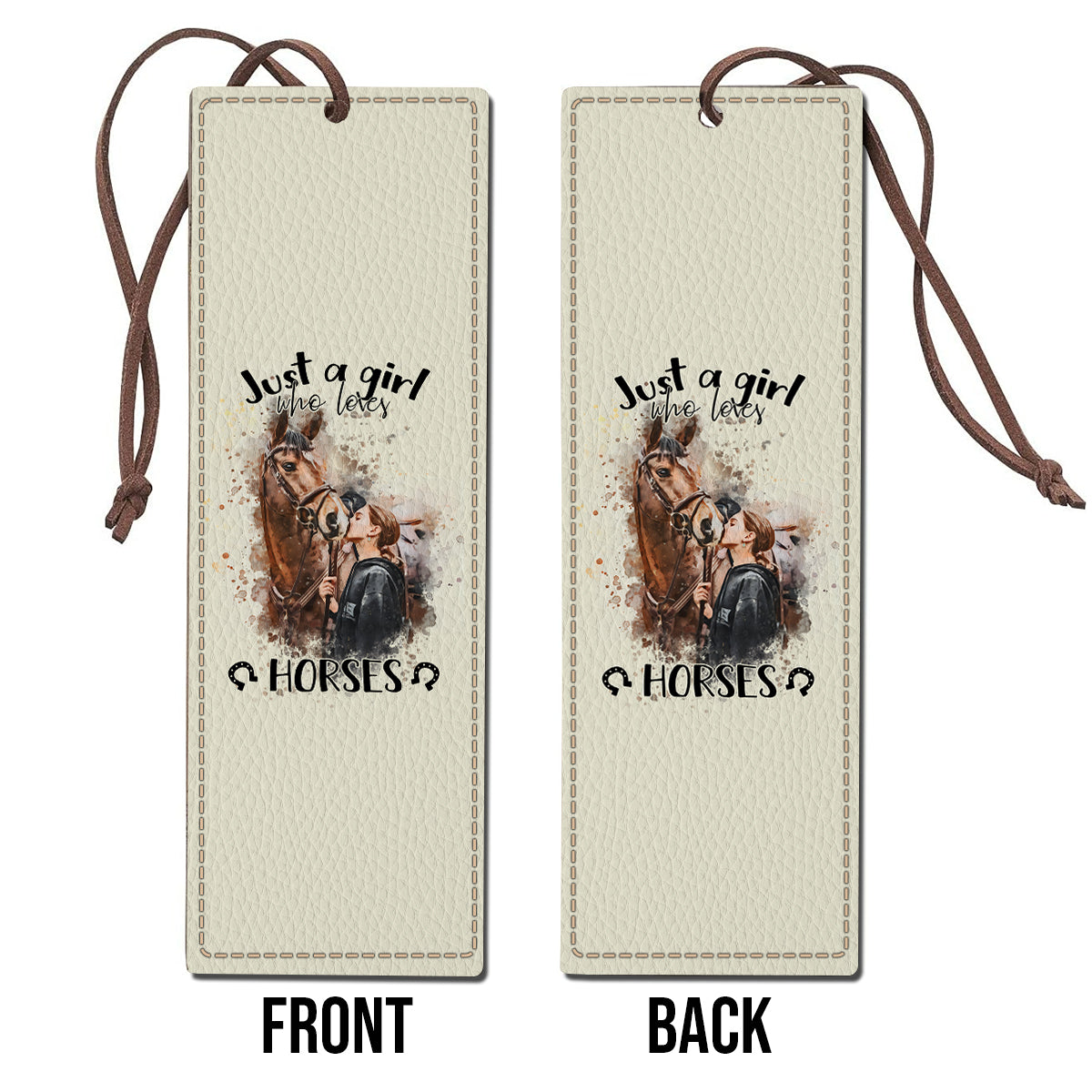 Juste une fille qui aime les chevaux - Marque-page personnalisé en cuir avec motif cheval