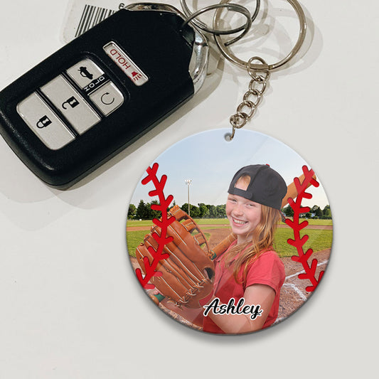 Mon cœur est sur ce terrain - Porte-clés de softball personnalisé
