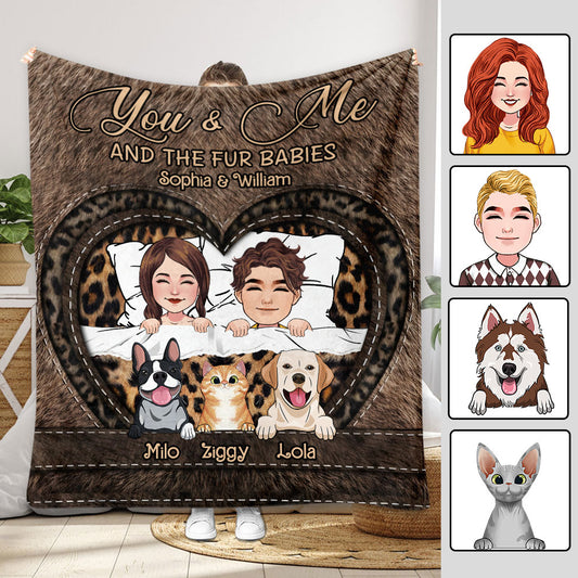 You & Me And The Fur Baby - gift for girlfriend - Personalized Blanket