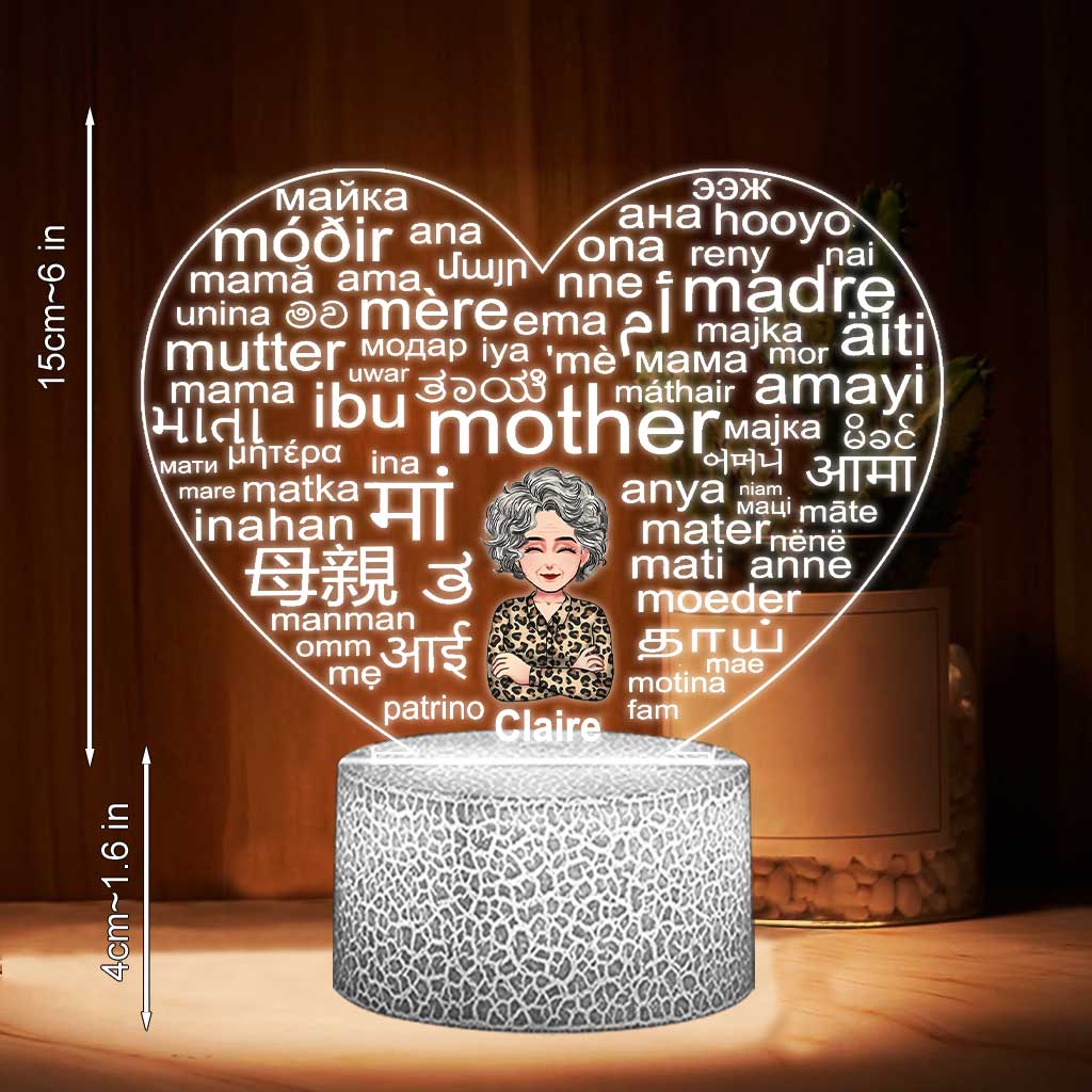 International Language - Personalized Mother's Day Mother Shaped Plaque Light Base