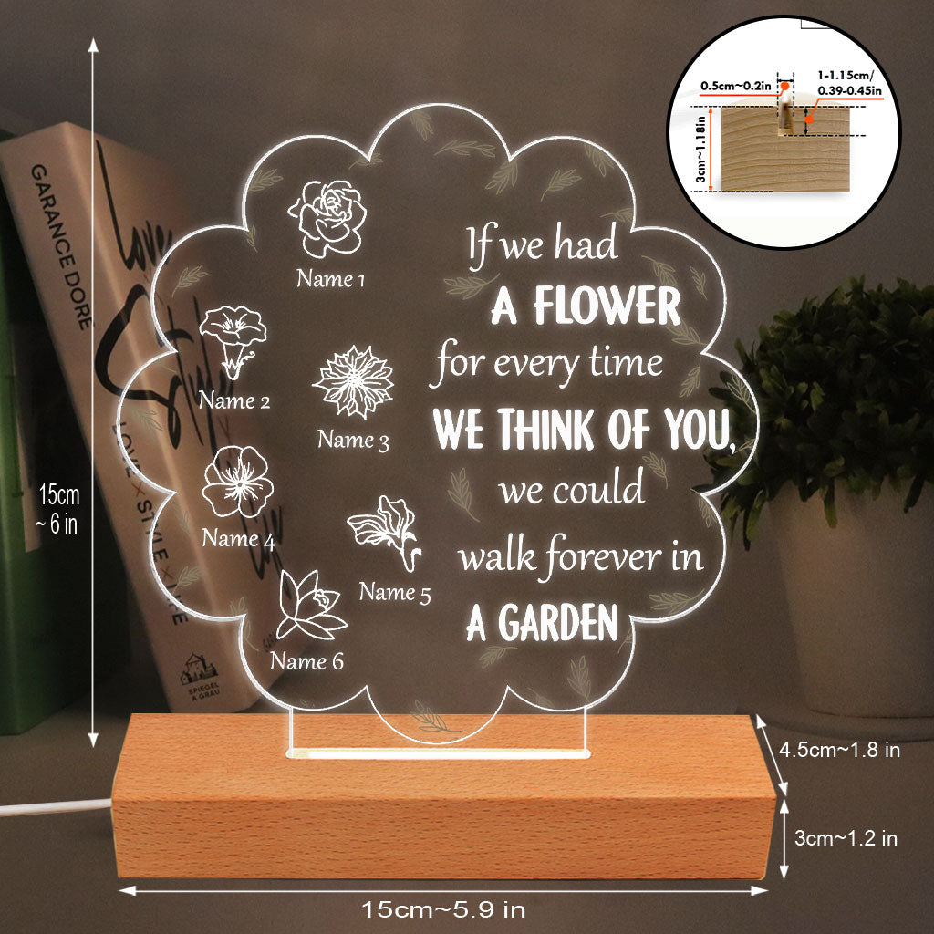 If We Had A Flower For Everytime We Think Of You - Gift for mom, grandma, aunt - Personalized Shaped Plaque Light Base