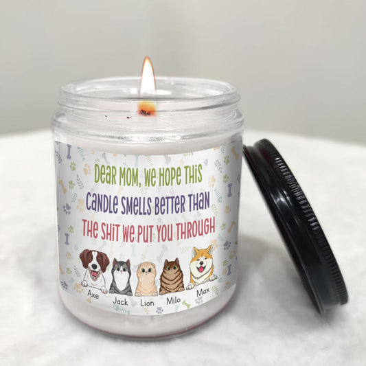 Lustiges Geschenk für Katzenmama und Katzenpapa – personalisierte Hundekerze zum Muttertag 