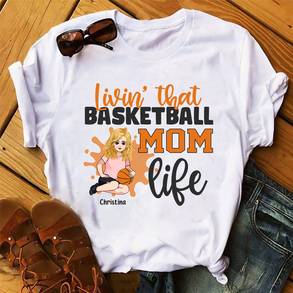 Living That Mom Life - Personalized Mother's Day Basketball T-shirt and Hoodie