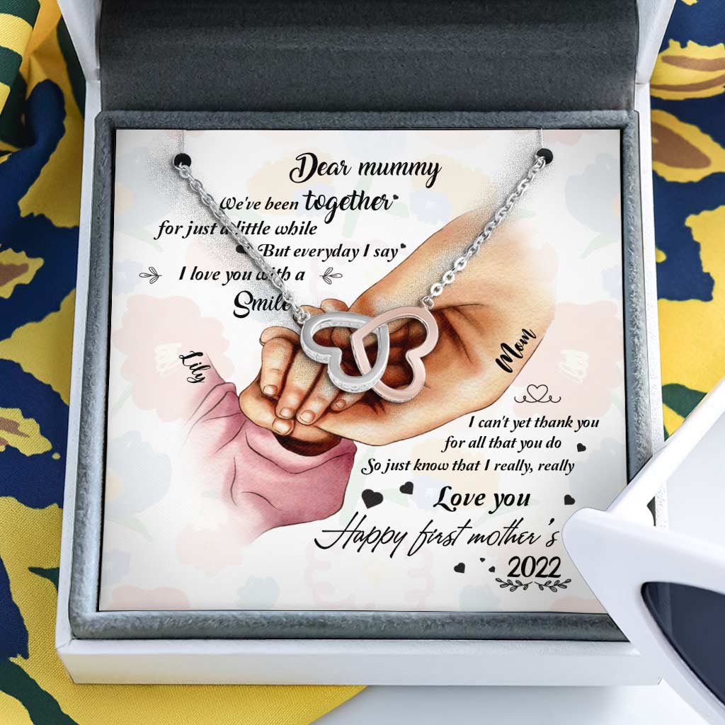 Everyday I Say I Love You - Personalized Mother's day Two Hearts Necklace