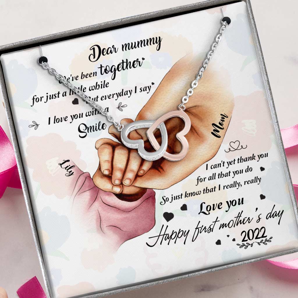 Everyday I Say I Love You - Personalized Mother's day Two Hearts Necklace