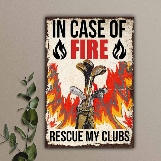 In Case Of Fire Rescue - Golf Rectangle Metal Sign