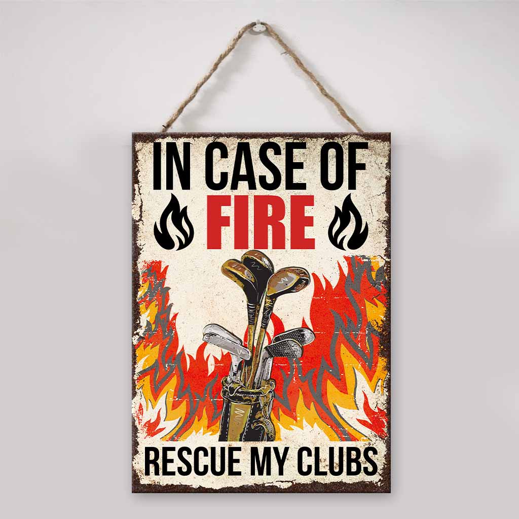 In Case Of Fire Rescue - Golf Rectangle Metal Sign