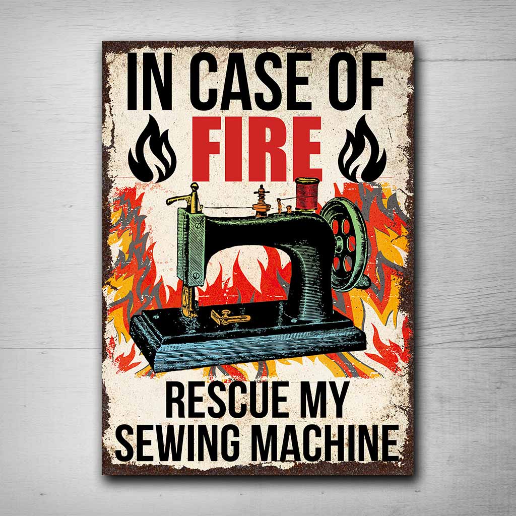 In Case Of Fire Rescue - Sewing Rectangle Metal Sign