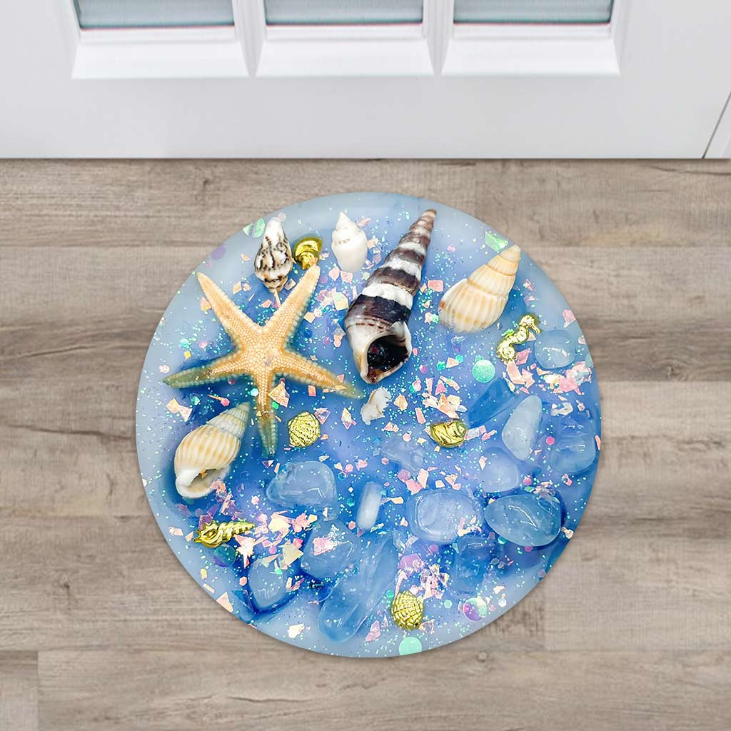 Paillasson « Âme de plage » en forme de mer avec motif imprimé en 3D