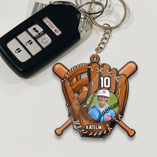 Spiel wie ein Mädchen, versuch mitzuhalten – Personalisierter Softball-Schlüsselanhänger