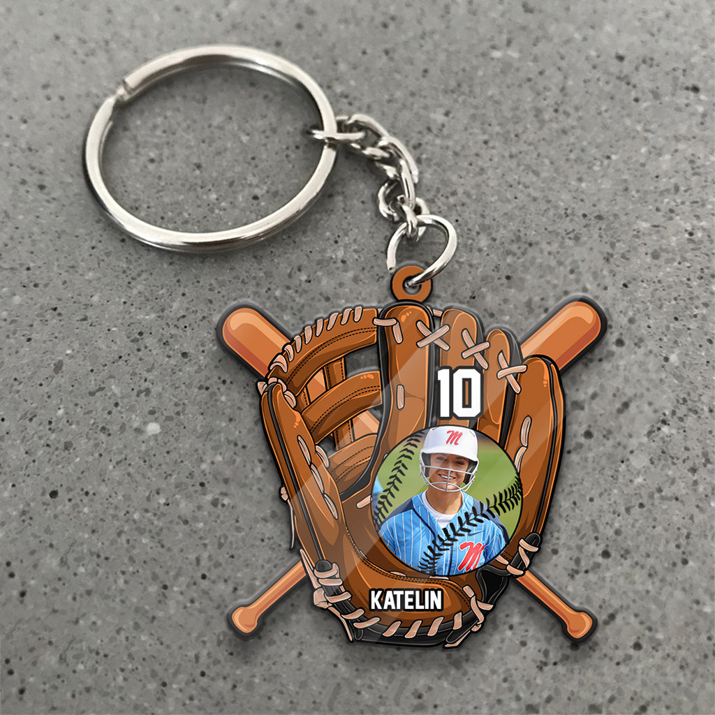 Joue comme une fille, essaie de suivre le rythme - Porte-clés de softball personnalisé