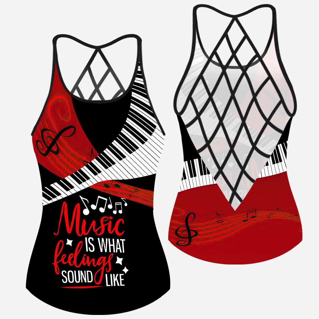 Music Is Life Piano Cross Tanktop