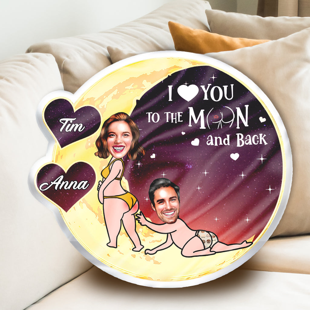 I Love You To The Moon - Personalized Couple Shaped Pillow