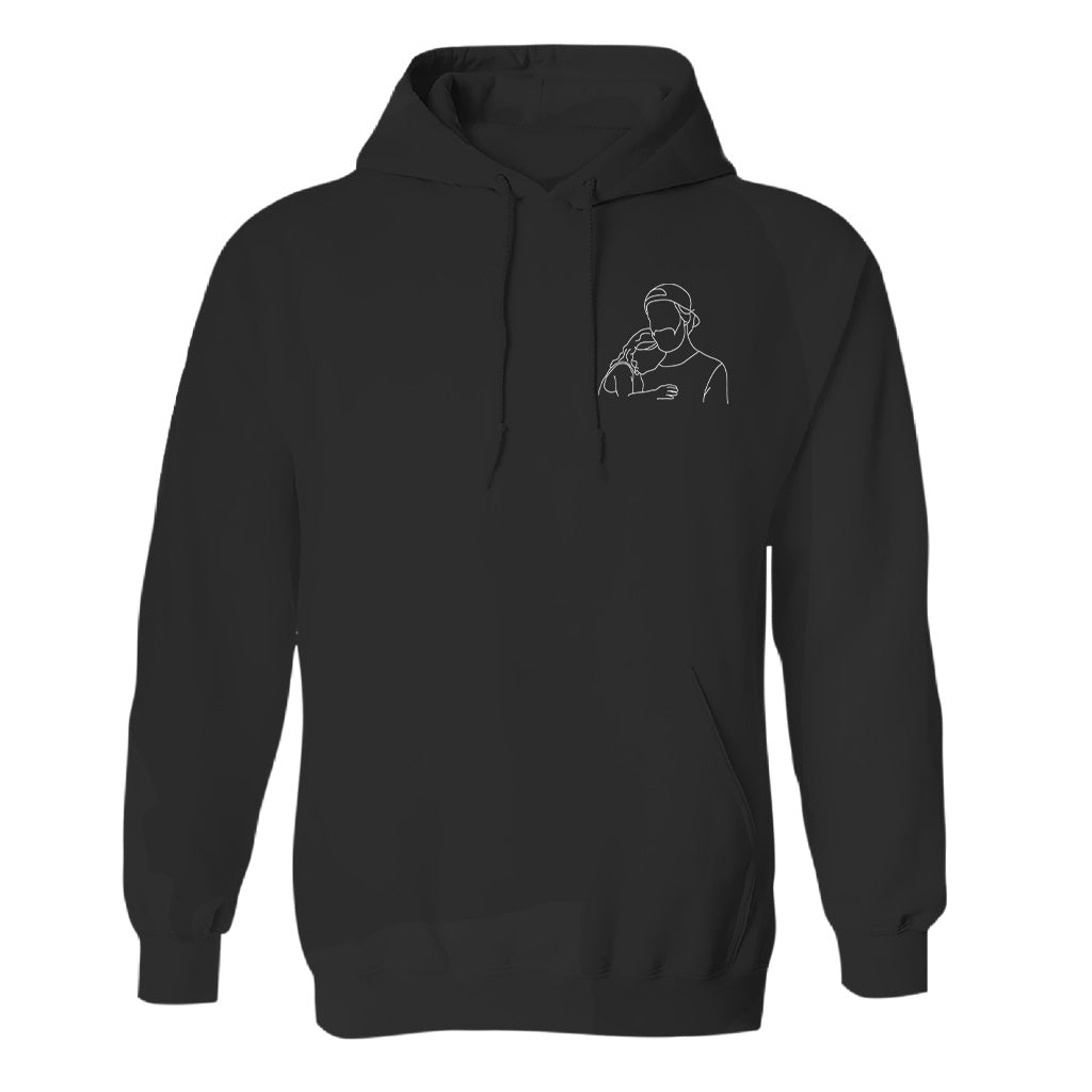 Individuelle Linienzeichnung – Personalisierter bestickter Hoodie für Stiefväter