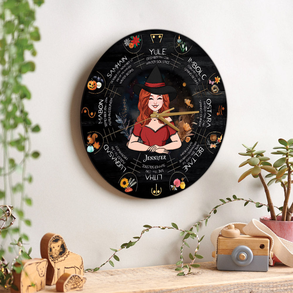 Wheel Of The Year - Personalized Witch Wall Clock