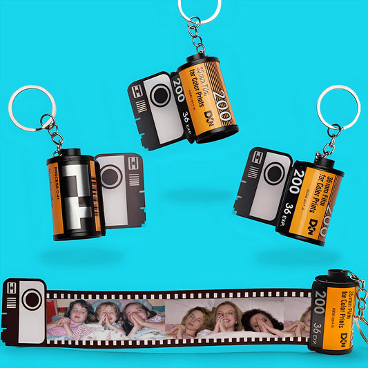 Unsere Erinnerungen – Geschwistergeschenk für Schwester, Stiefbruder – Personalisierter Filmrollen-Schlüsselanhänger