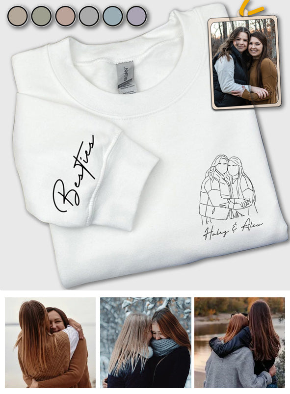 T-shirt personnalisé « Meilleures amies » avec motif au trait