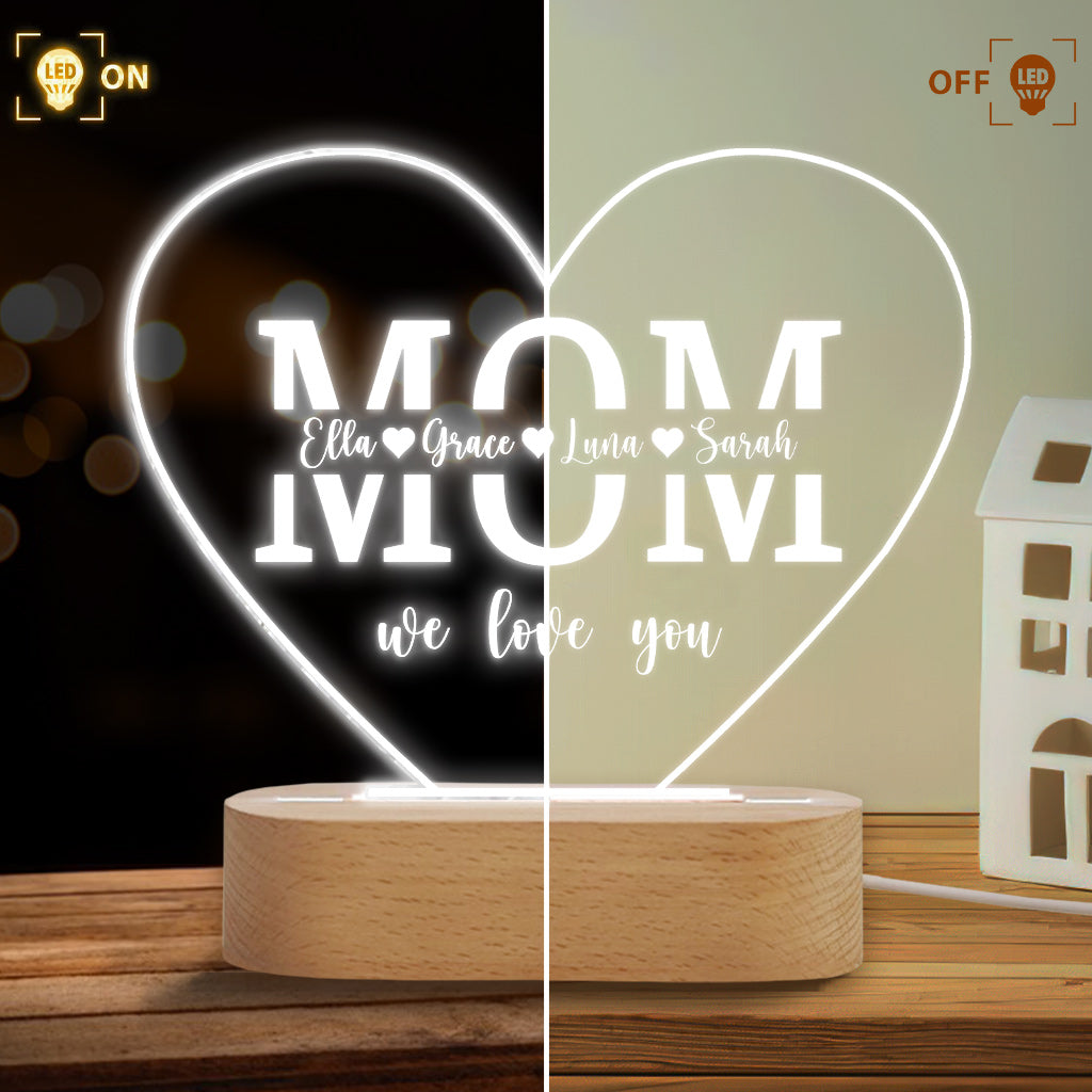 Love Mom - Personalized Mother Shaped Plaque Light Base