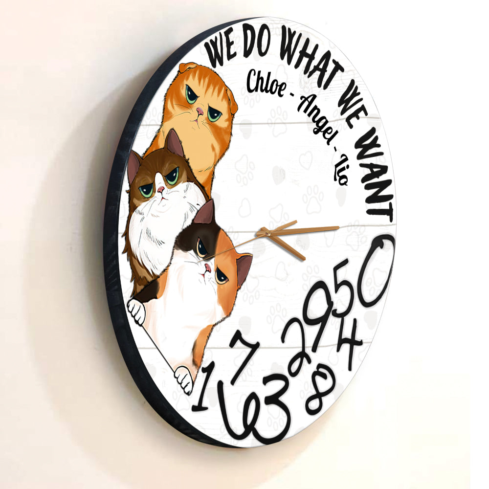Ich mache, was ich will – personalisierte Katzen-Wanduhr
