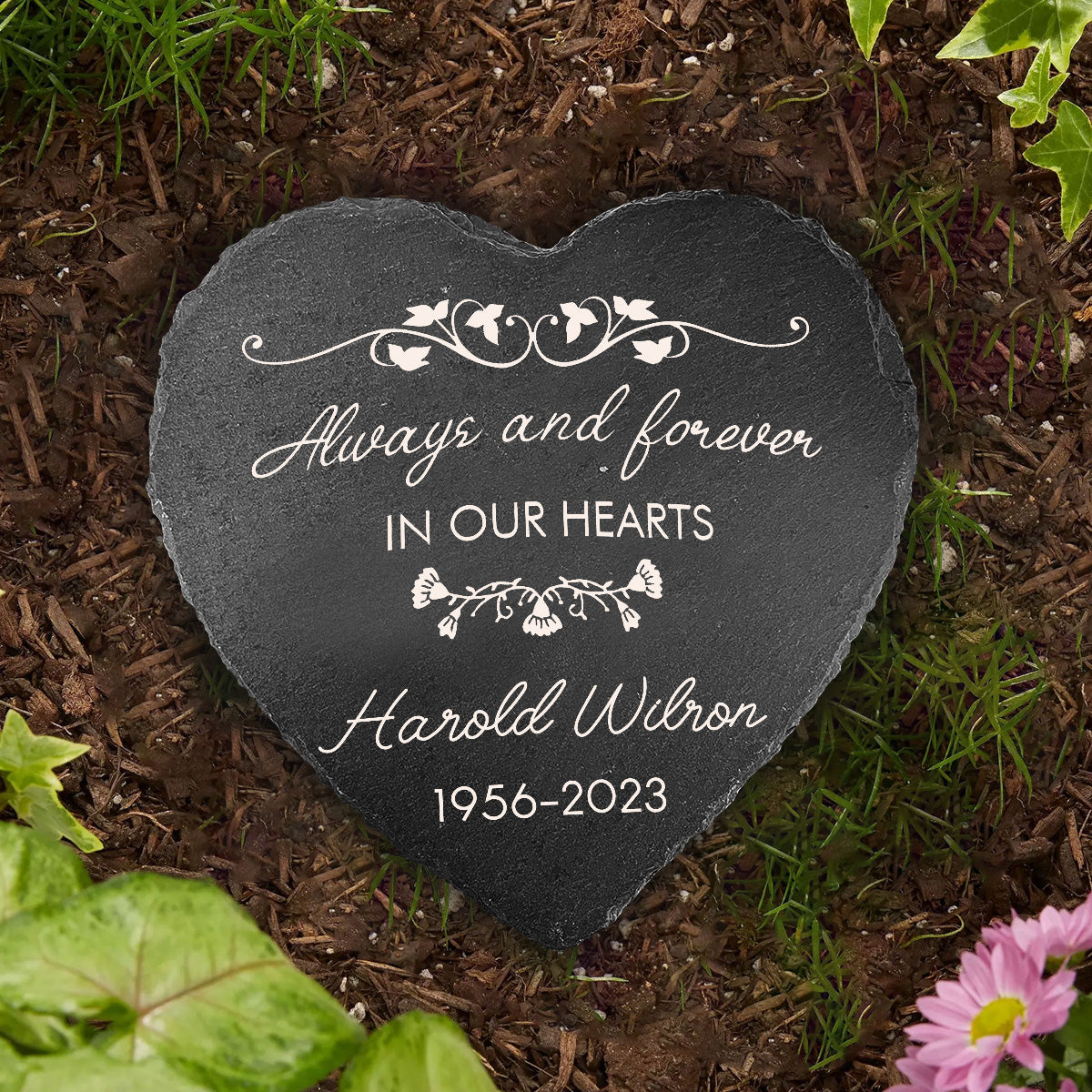 Always And Forever - Memorial gift for loss of - Personalized Heart Shaped Stone