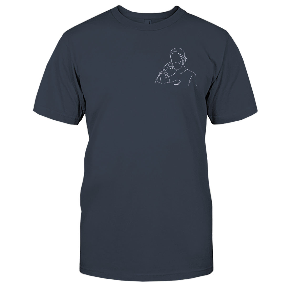 Custom Line Art - Personalized Father Embroidered T-shirt
