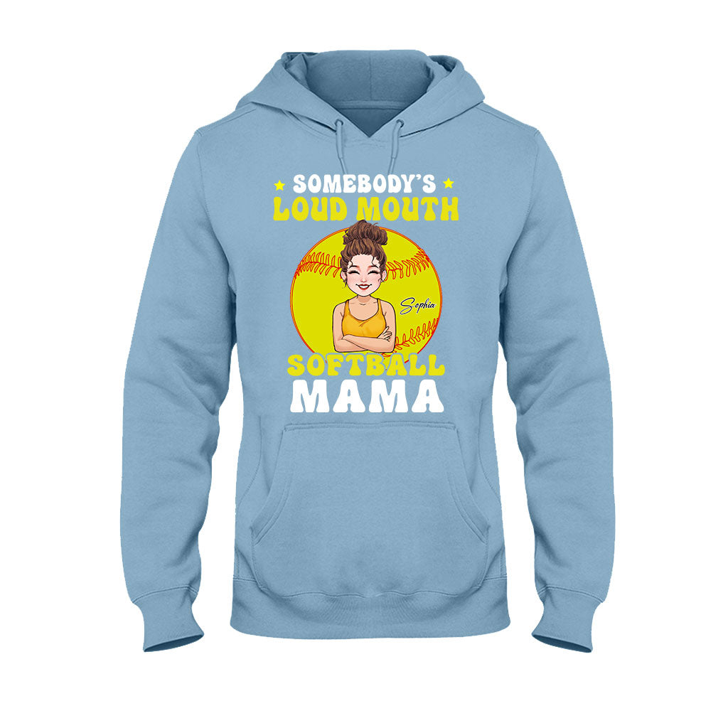Loud Mouth Softball Mama - Personalized Softball T-shirt And Hoodie