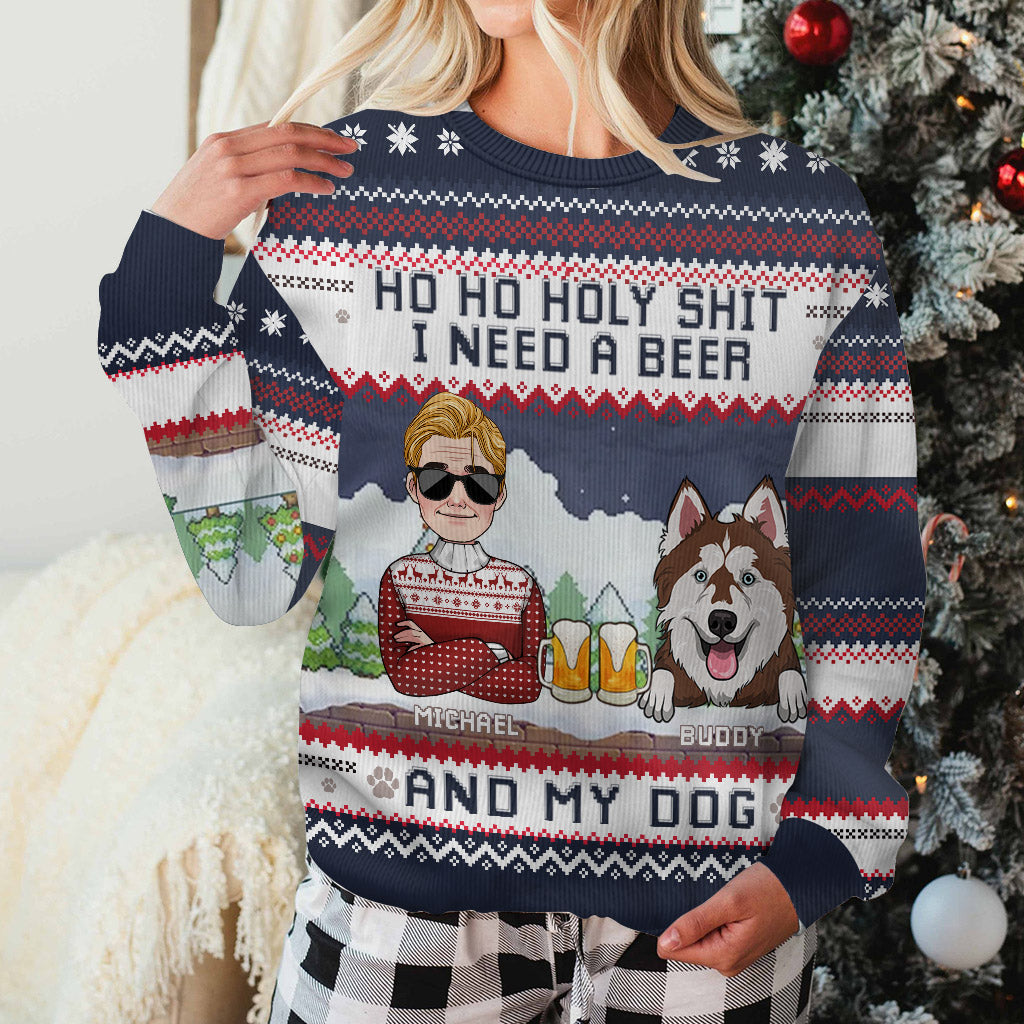Ich brauche Bier und meinen Hund – personalisierter Hundepullover