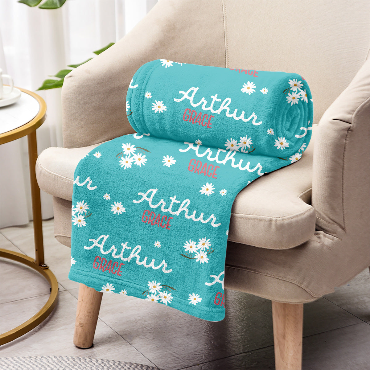 Daisy-Kinderdecke mit individuellem Namen - Personalisierte Kinderdecke