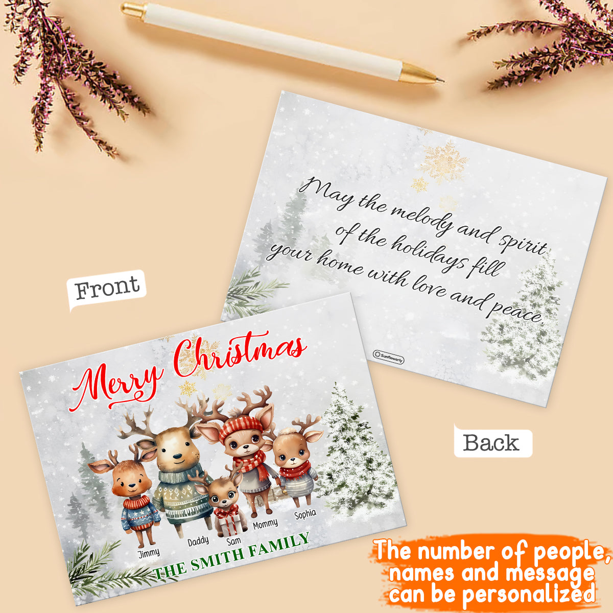 Joyeux Noël - Carte de vœux familiale personnalisée
