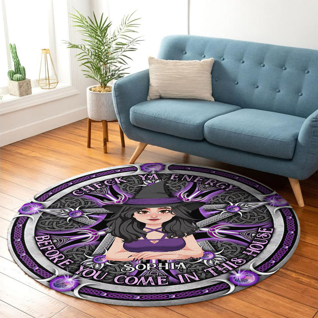 Check Ya Energy - Personalized Witch Round Rug