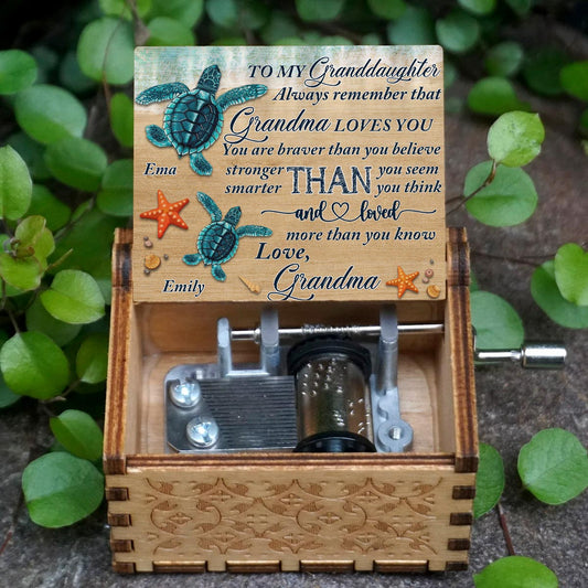 N'oublie jamais ça - Cadeau pour grand-mère, maman, fille, petite-fille, fils, petit-fils, grand-père, papa - Boîte à musique à manivelle personnalisée