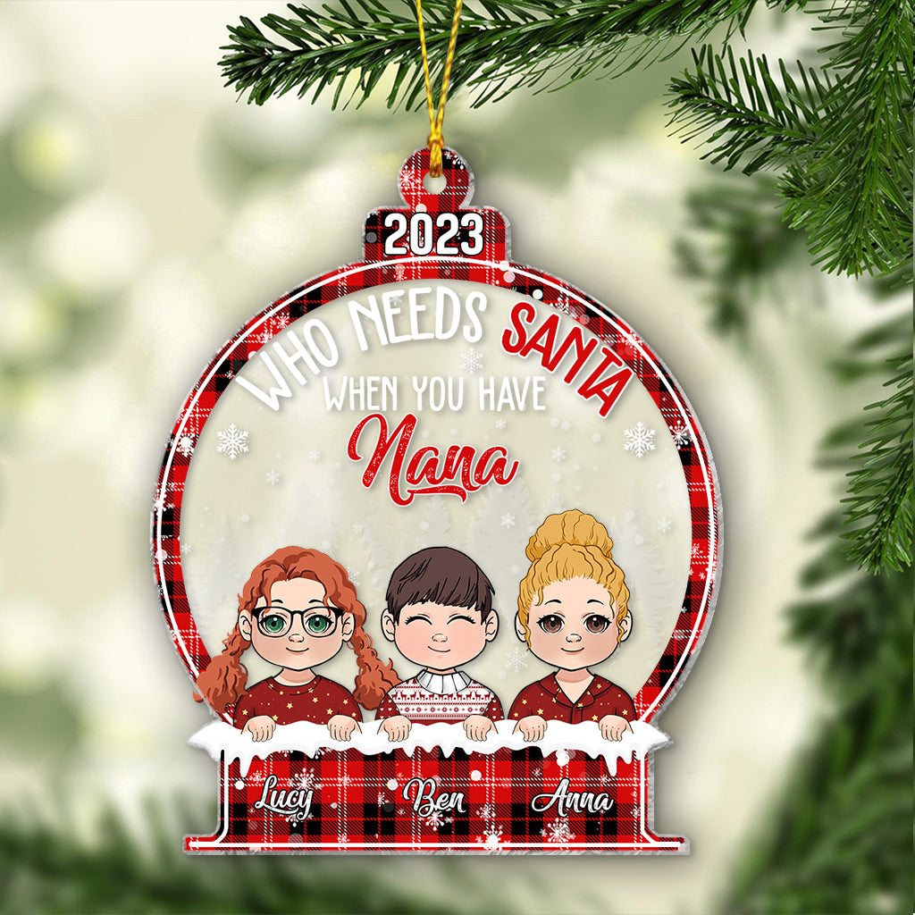Wer braucht schon den Weihnachtsmann, wenn man Oma hat? – Personalisierter Oma-Weihnachtsbaumschmuck