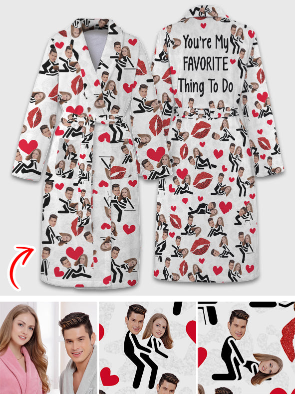 You're My Favorite Thing To Do - Personalized Couple Pajama Kimono Robe