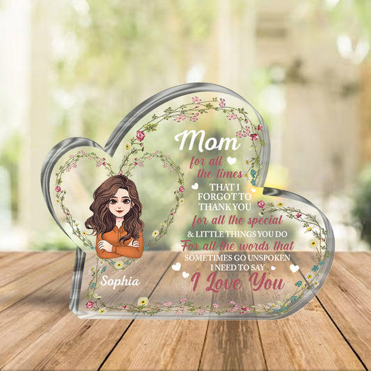 I love you - Personalized Mother's day Custom Shaped Acrylic Plaque