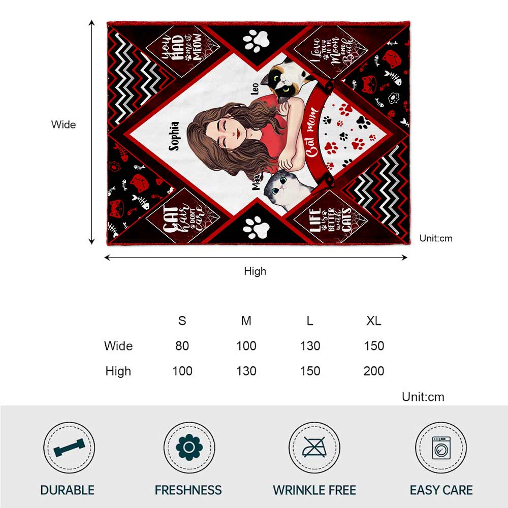 Maman Chat Papa Chat - Couverture pour chat personnalisée pour la fête des mères et la fête des pères