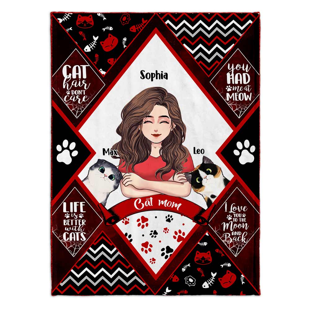 Maman Chat Papa Chat - Couverture pour chat personnalisée pour la fête des mères et la fête des pères