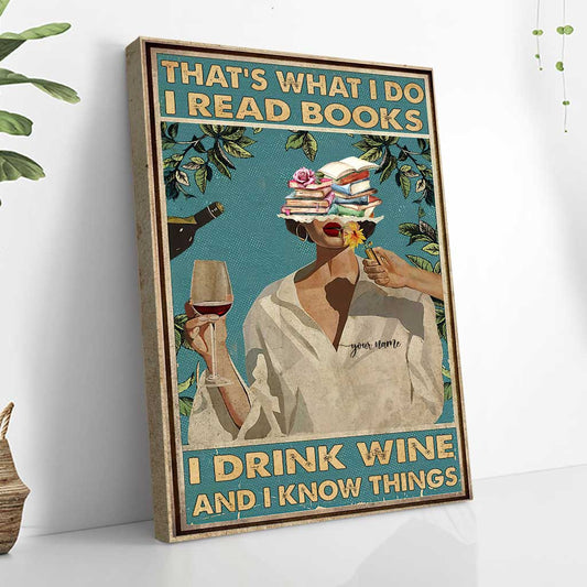 Ich lese Bücher, ich trinke – Personalisierte Leinwand und Poster
