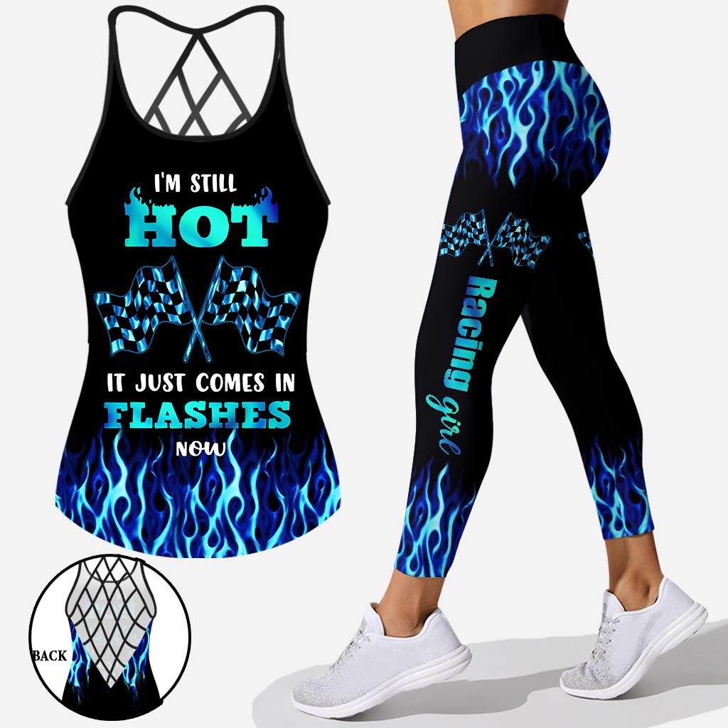 Ich bin immer noch heiß – Tanktop und Leggings mit Rennkreuzmuster