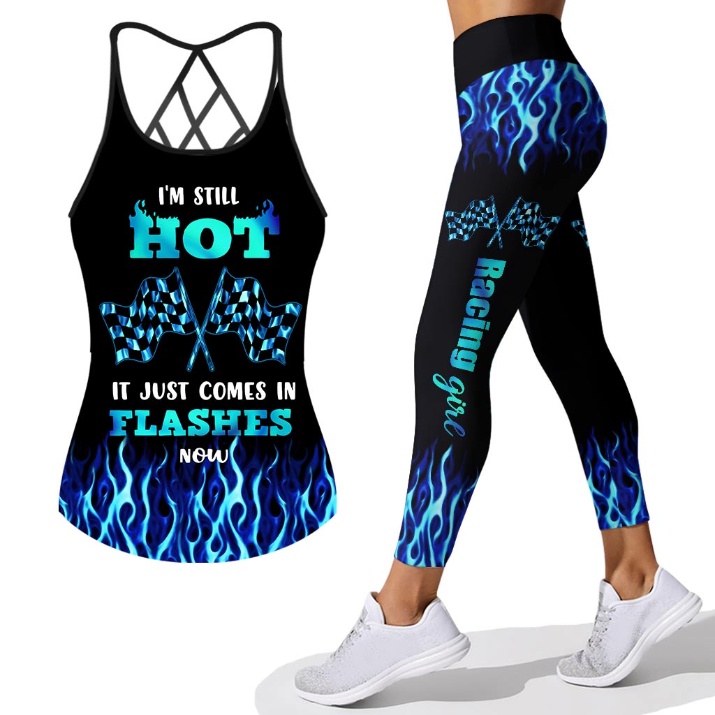 Ich bin immer noch heiß – Tanktop und Leggings mit Rennkreuzmuster