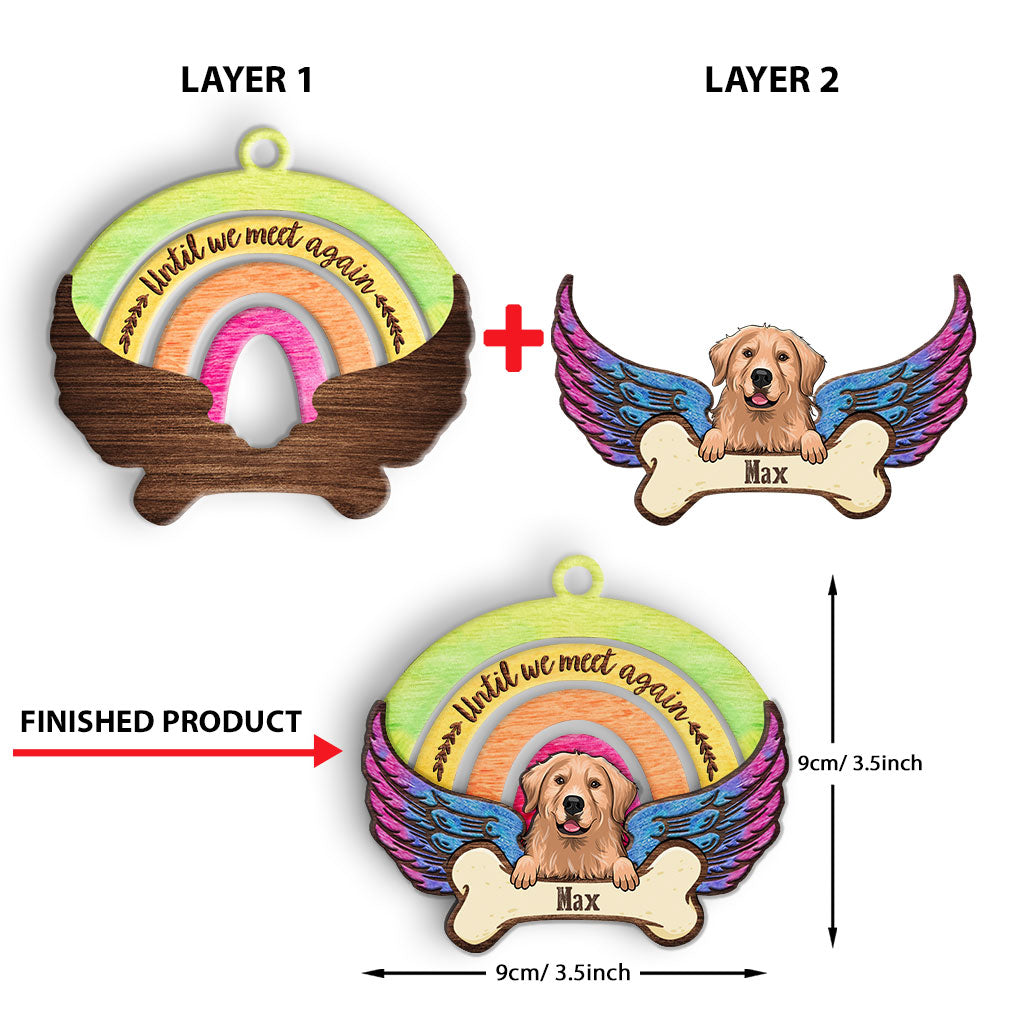Bis wir uns wiedersehen – Personalisierter Weihnachtsschmuck aus Holz in Hundeform