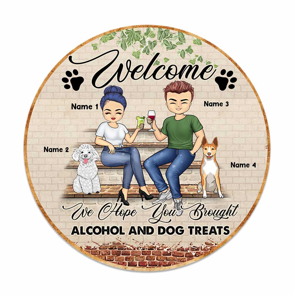 We Hope You Brought - Personalized Couple Round Wood Sign