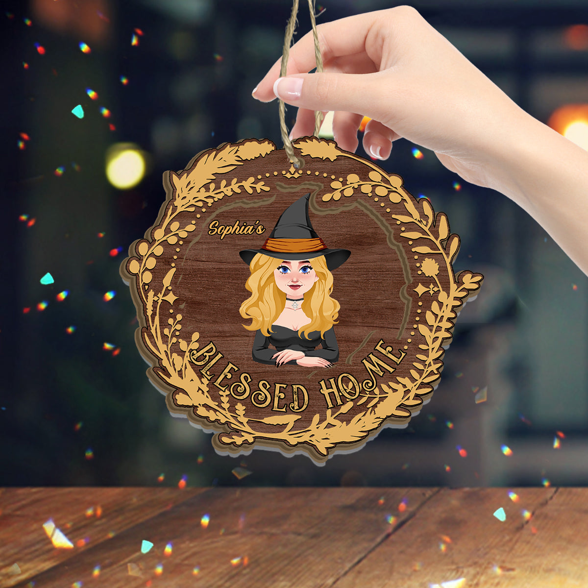 Blessed Home - Personalized Witch Suncatcher