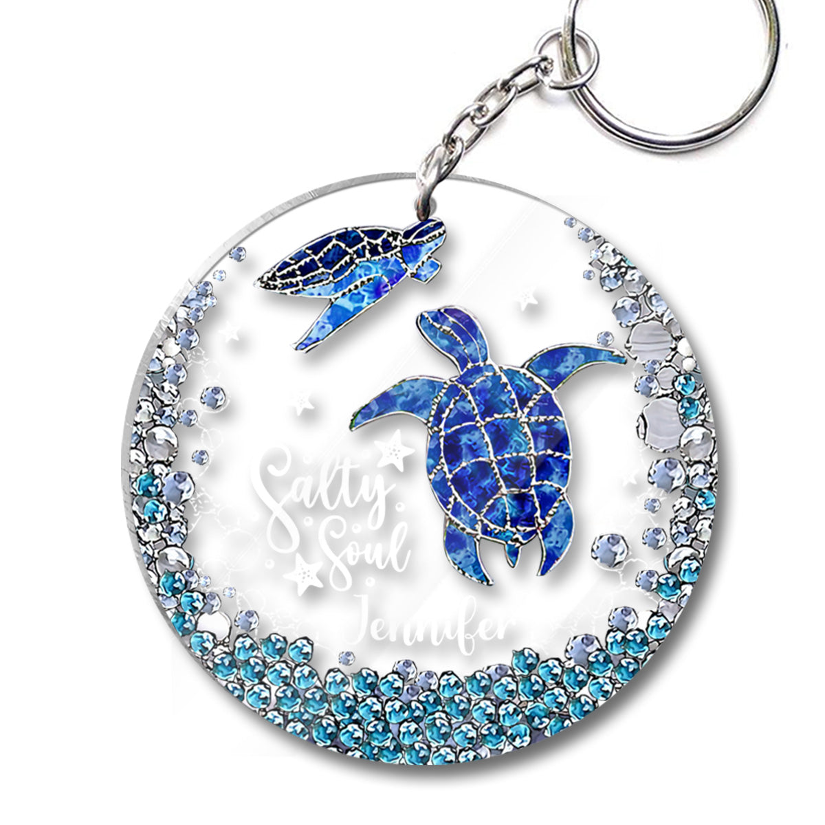 Salty Soul - Personalized Turtle Transparent Keychain