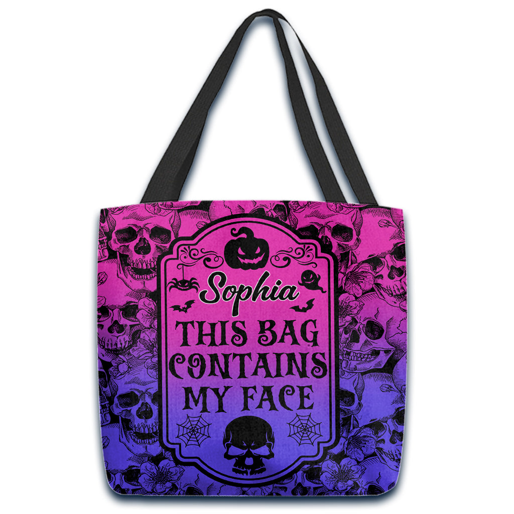 Ce sac contient mon visage - Sac fourre-tout personnalisé en forme de crâne