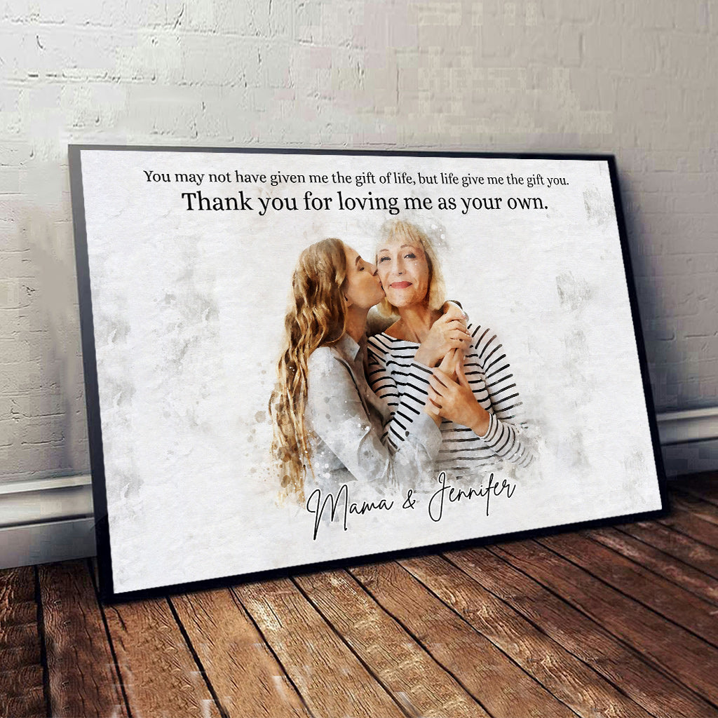 Aquarellporträt der Stiefmutter – Personalisierte Leinwand und Poster für die Stiefmutter