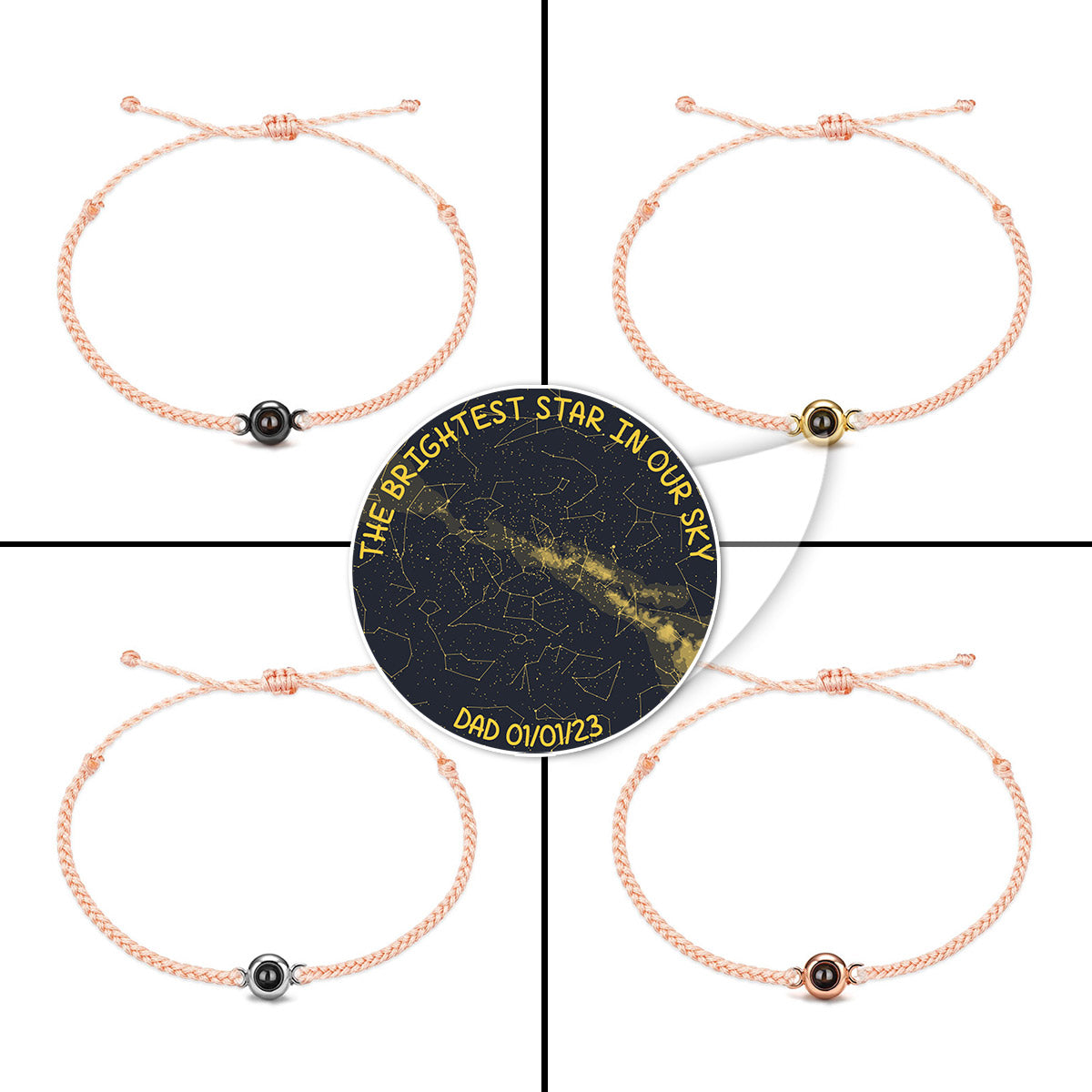 The Brightest Star In Our Sky Custom Starmap Memorial - Memorial gift for loss of dog, cat - Personalized Projection Bracelet