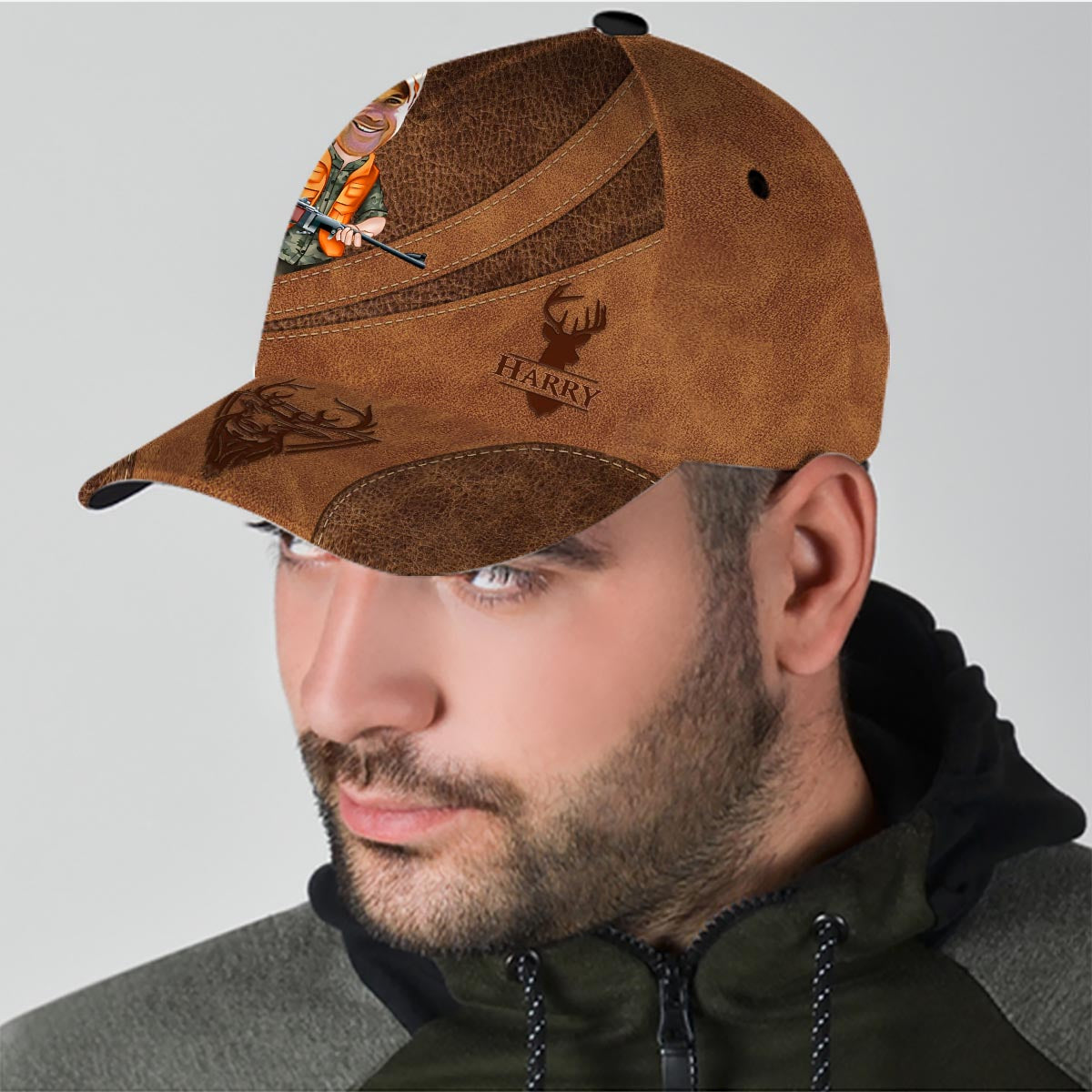 Lustiges Jagdmotiv mit Foto eingefügt – Personalisierte klassische Jagdkappe