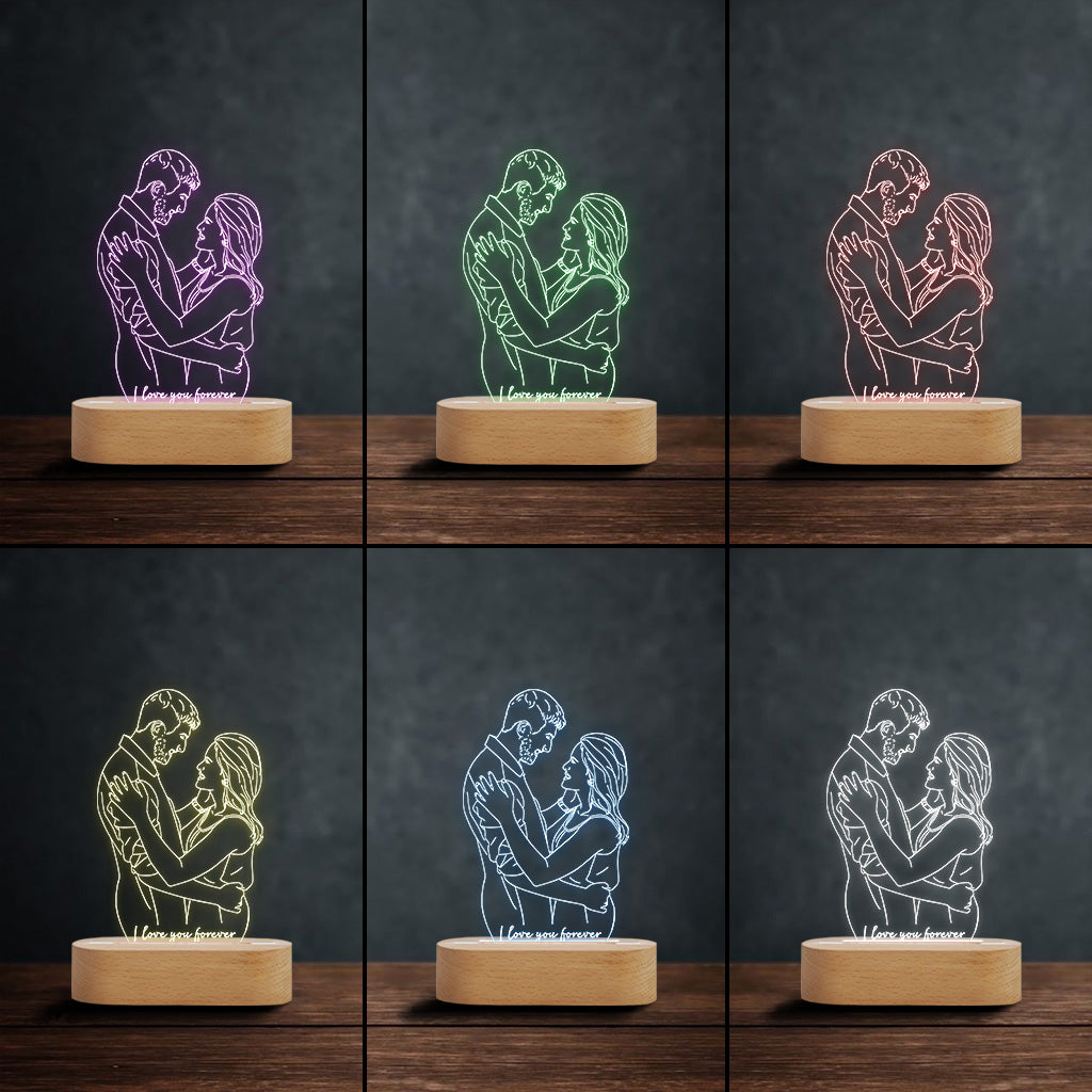I Love You Forever - Personalized Couple Shaped Plaque Light Base